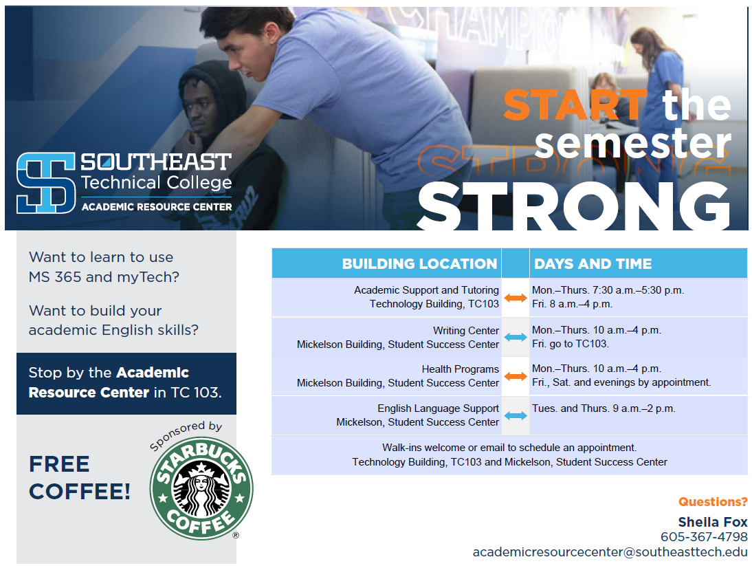 Academic Resource Center Master Schedule